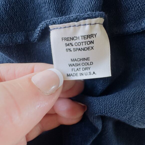 Testimony Los Angeles French Terry Longline Duster Jacket Blue Cotton Medium - Picture 10 of 11